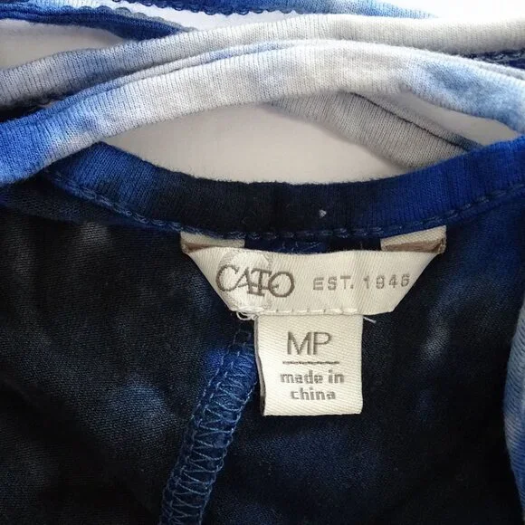 Cato Blue Tie Dye Maxi Tank Dress Women Size MP Slits Strappy Neckline Ruched - Picture 8 of 12